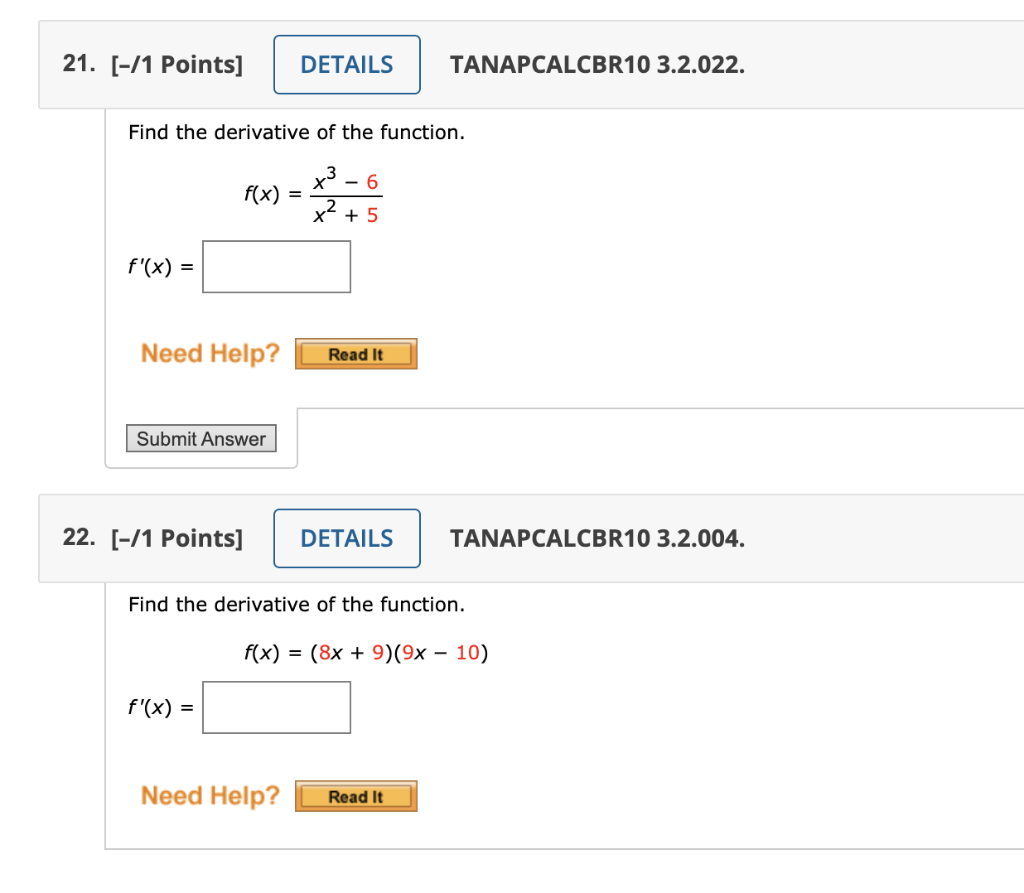 Solved Find The Derivative Of The Function F X X3 − 6 X2