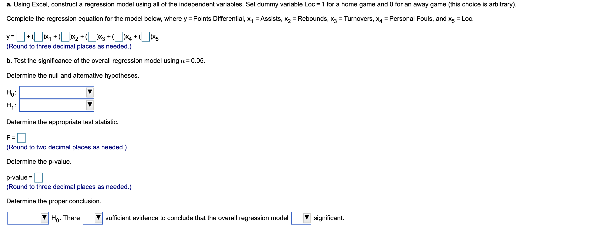 a. Using Excel, construct a regression model using | Chegg.com