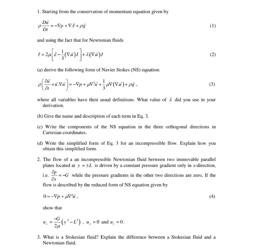 Solved 1. Starting from the conservation of momentum | Chegg.com