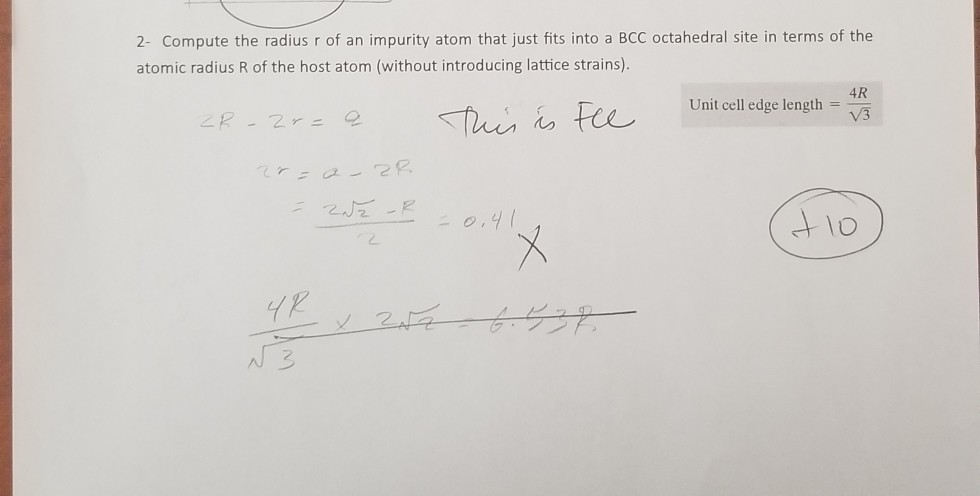 Solved 2- Compute the radius r of an impurity atom that just | Chegg.com
