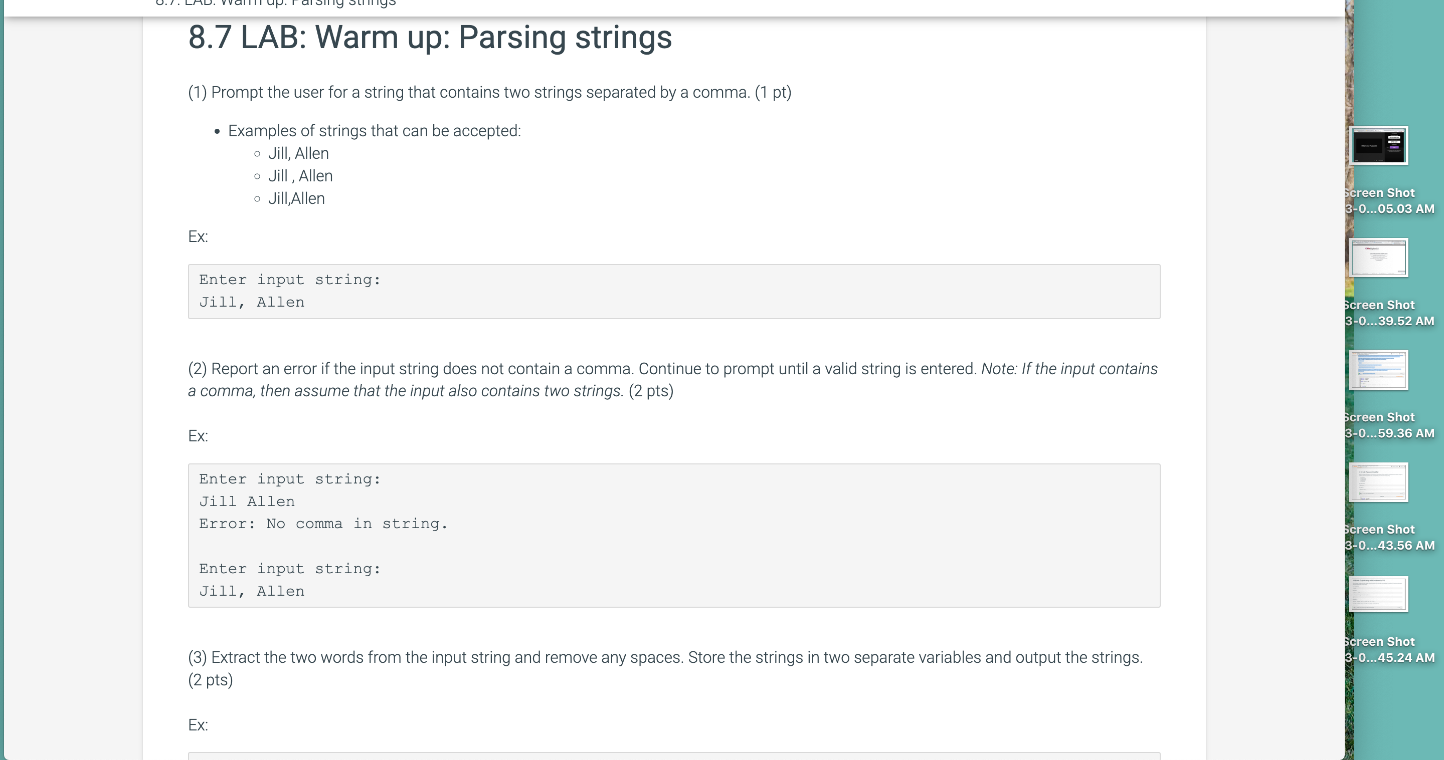 Solved (1) Prompt the user for a string that contains two | Chegg.com