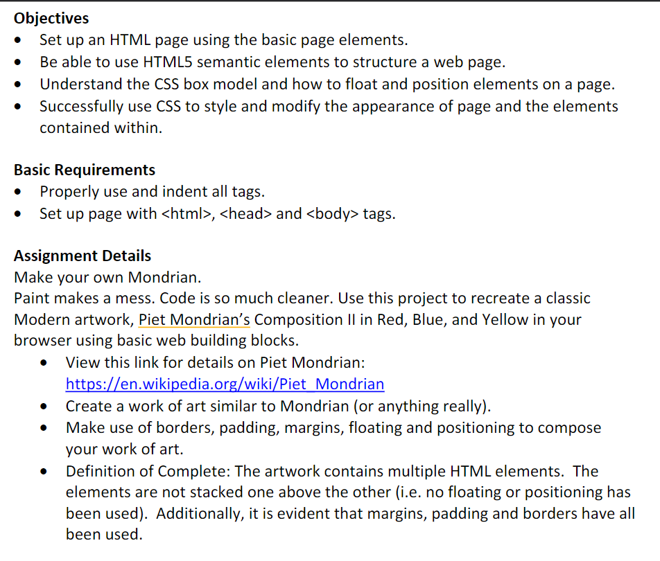 Solved Objectives - Set up an HTML page using the basic page | Chegg.com