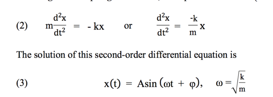 Solved dax d2x (2) m - kx or == -k -X m dt2 dt2 The solution | Chegg.com