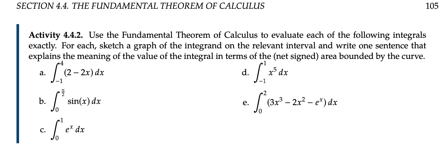 Solved SECTION 4.4. THE FUNDAMENTAL THEOREM OF CALCULUS 105 | Chegg.com