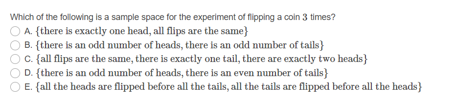 experiment sample space flipping a coin