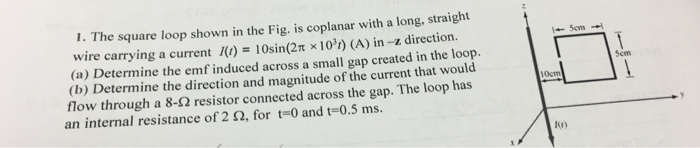 Solved The square loop shown in the Fig. is coplanar with a | Chegg.com