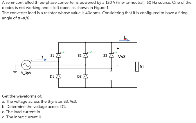 Solved e. the rms voltage across the load f. Average value | Chegg.com