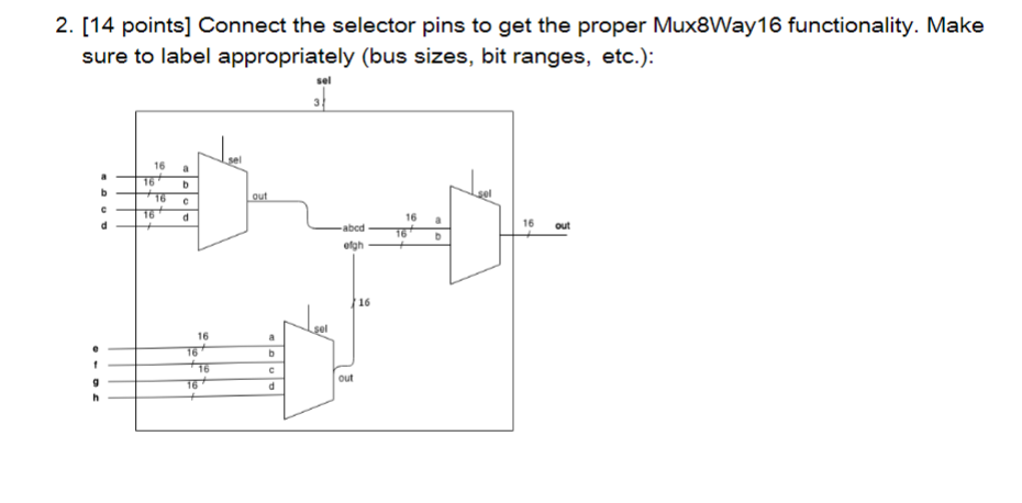 Solved 2. [14 points] Connect the selector pins to get the | Chegg.com