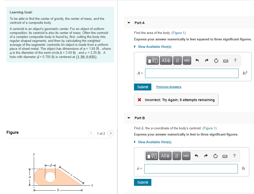 Solved To be able to find the center of gravity, the center | Chegg.com