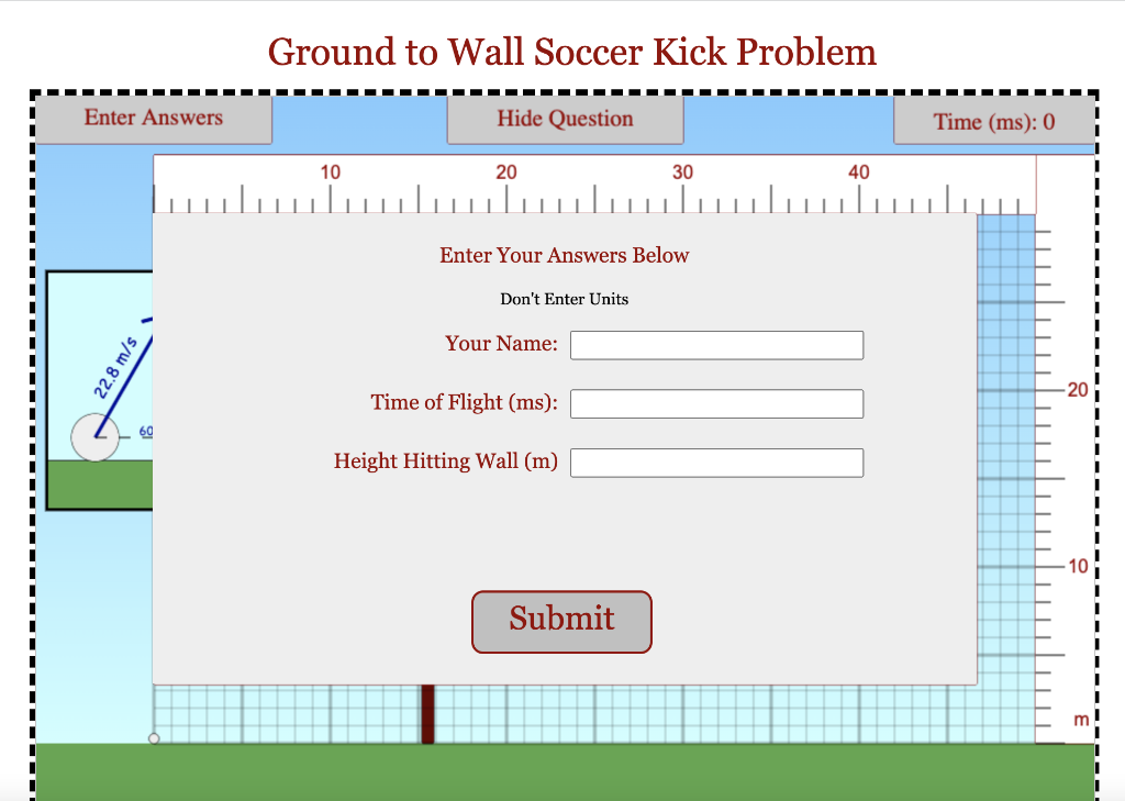 Solved Ground to Wall Soccer Kick Problem Enter Answers Show | Chegg.com