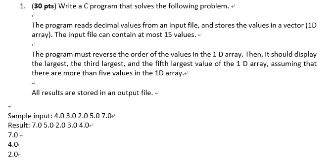 Solved 1. (30 pts) Write a C program that solves the | Chegg.com