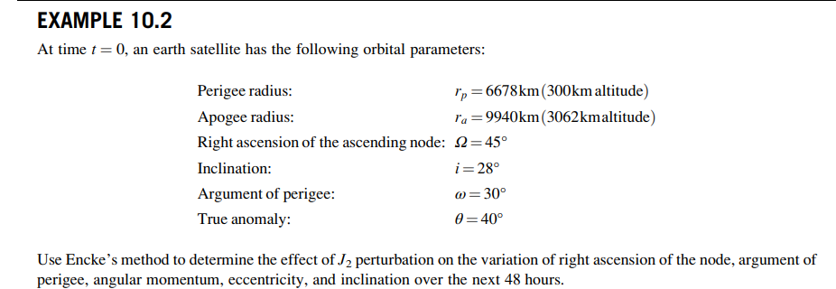 Solved 10.9 For the orbit of Example 10.2, use Cowell’s | Chegg.com