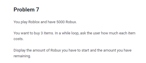 Problem 7 You Play Roblox And Have 5000 Robux You Chegg Com