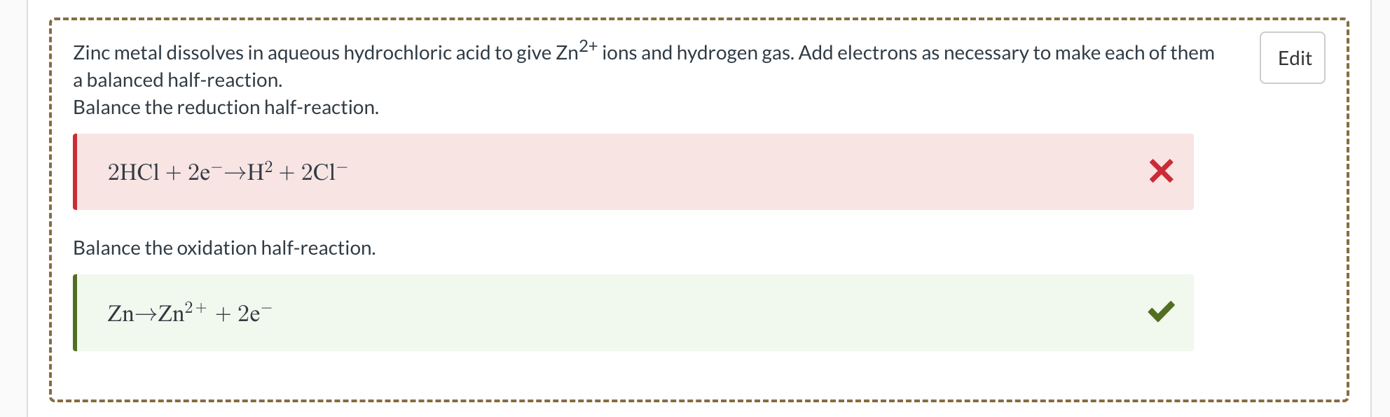 Solved Zinc metal dissolves in aqueous hydrochloric acid to