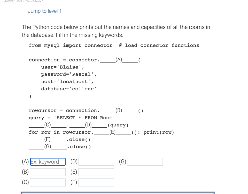 Solved 329984.2061142.9X32qy! Jump to level 1 The Python | Chegg.com