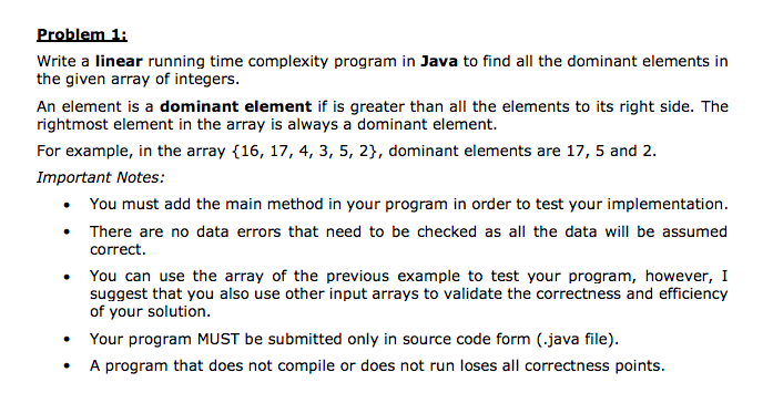 Solved Problem 1: Write a linear running time complexity | Chegg.com