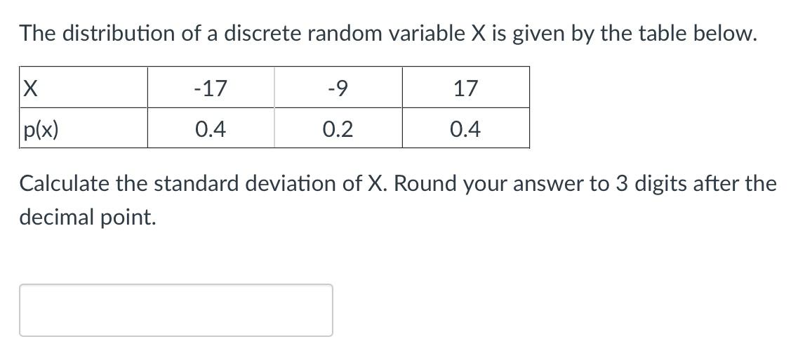 Solved The distribution of a discrete random variable X is | Chegg.com
