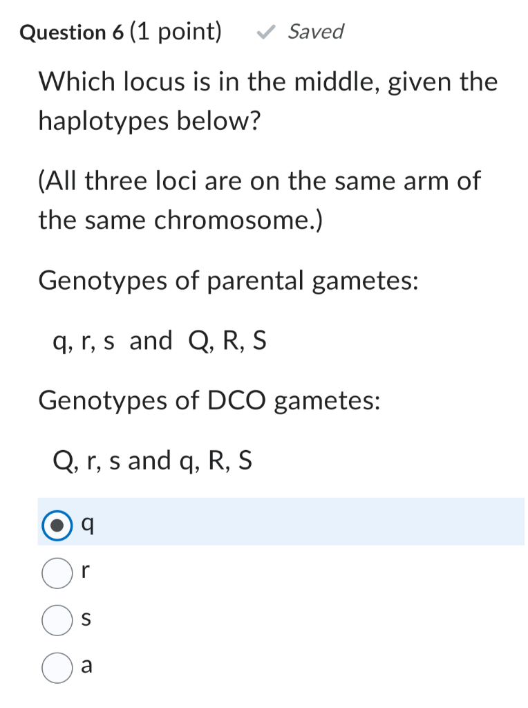 Solved Which locus is in the middle, given the haplotypes | Chegg.com