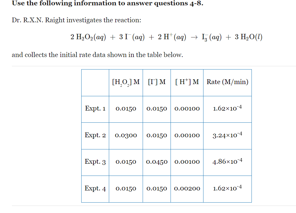 Solved Use the following information to answer questions | Chegg.com