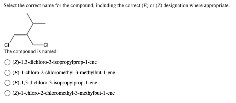 Solved Select the correct name for the compound, including | Chegg.com