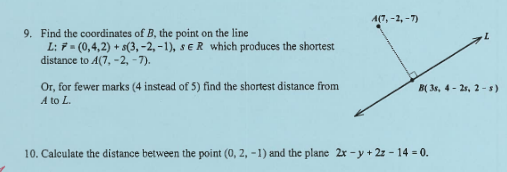 Solved 417, -2,-) 9. Find The Coordinates Of B, The Point On | Chegg.com