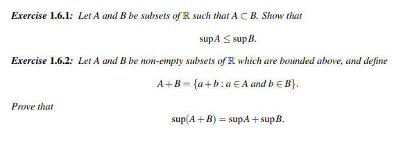 Solved Exercise 1.6.1: Let A And B Be Subsets Of R Such That | Chegg.com