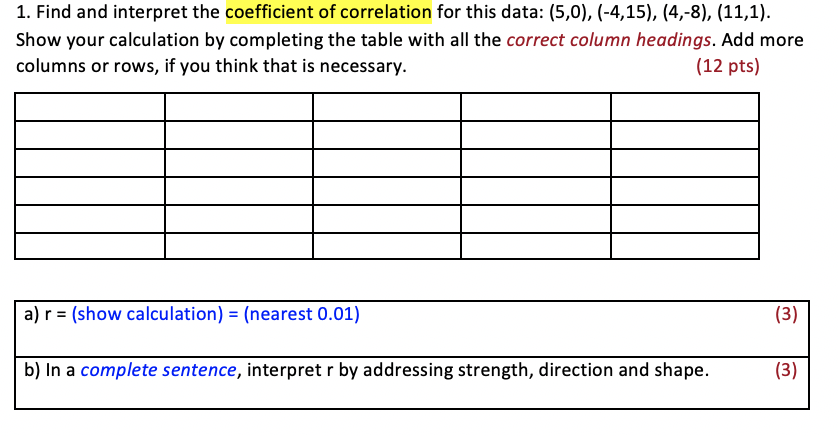 Solved Find and interpret the coefficient of correlation | Chegg.com
