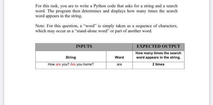 Solved For this task, you are to write a Python code that | Chegg.com