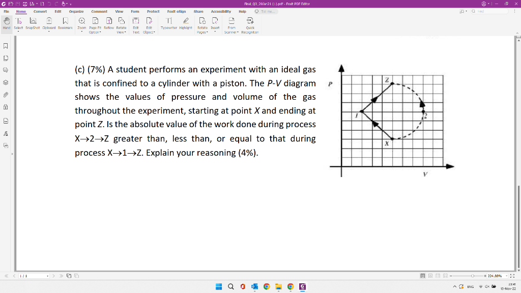 Solved (c) (7\%) A student performs an experiment with an | Chegg.com
