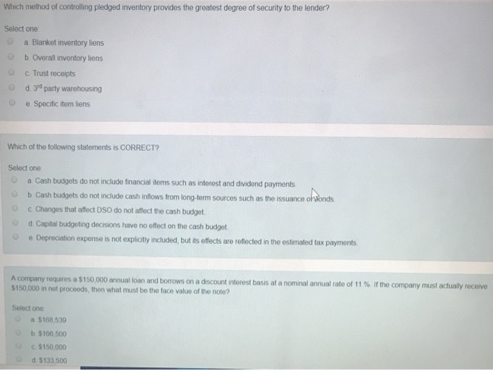 Solved Which method of controlling pledged inventory