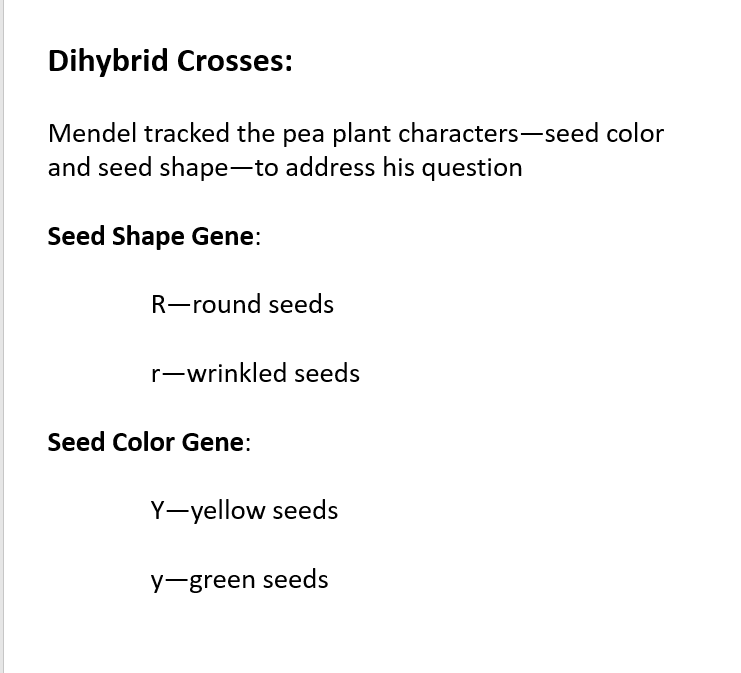 Solved Dihybrid Crosses: Mendel tracked the pea plant | Chegg.com