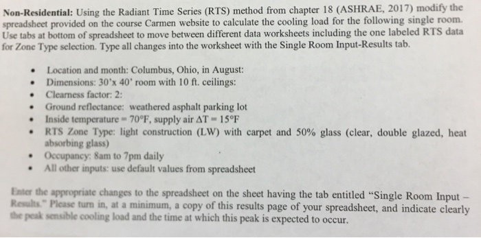 Non-Residential: Using The Radiant Time Series (RTS) | Chegg.com