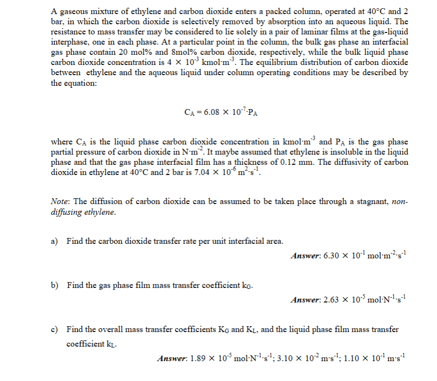 Solved Full sol please, A gaseous mixture of ﻿ethylene and | Chegg.com