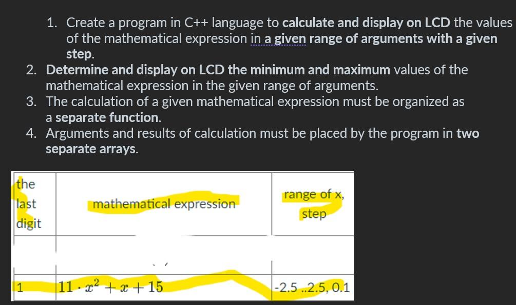 Solved 1. Create a program in C++ language to calculate and | Chegg.com