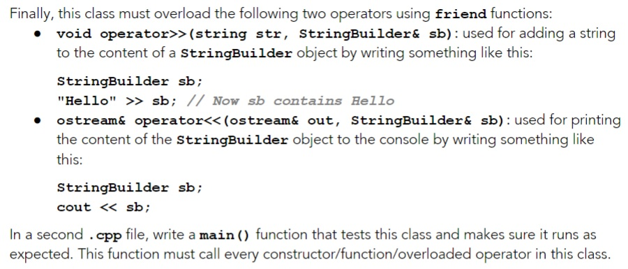 Solved Create a class named StringBuilder and split its code | Chegg.com
