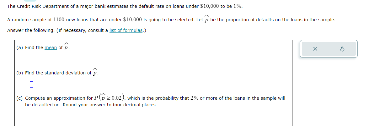 Solved The Credit Risk Department of a major bank estimates | Chegg.com