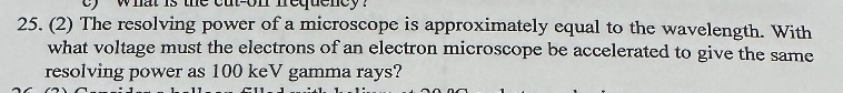 Solved 25. (2) The resolving power of a microscope is | Chegg.com