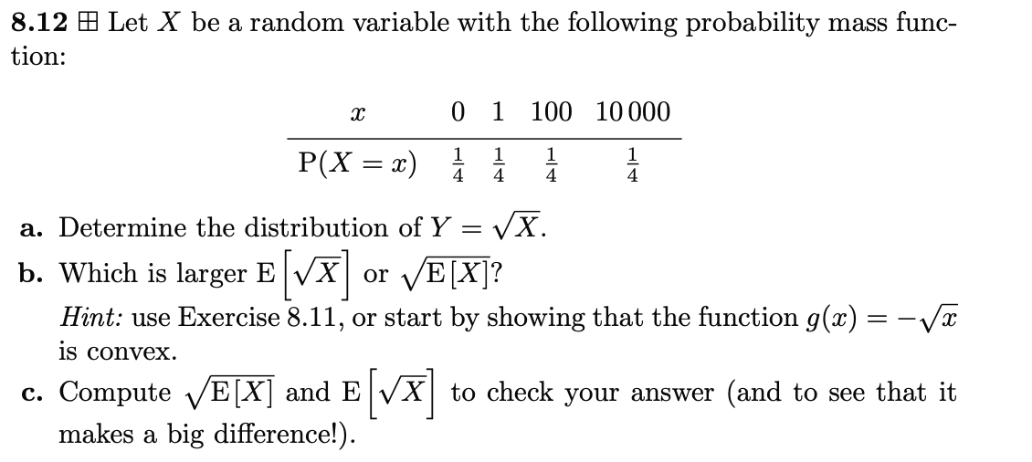 Solved 8.12 # Let X be a random variable with the following | Chegg.com
