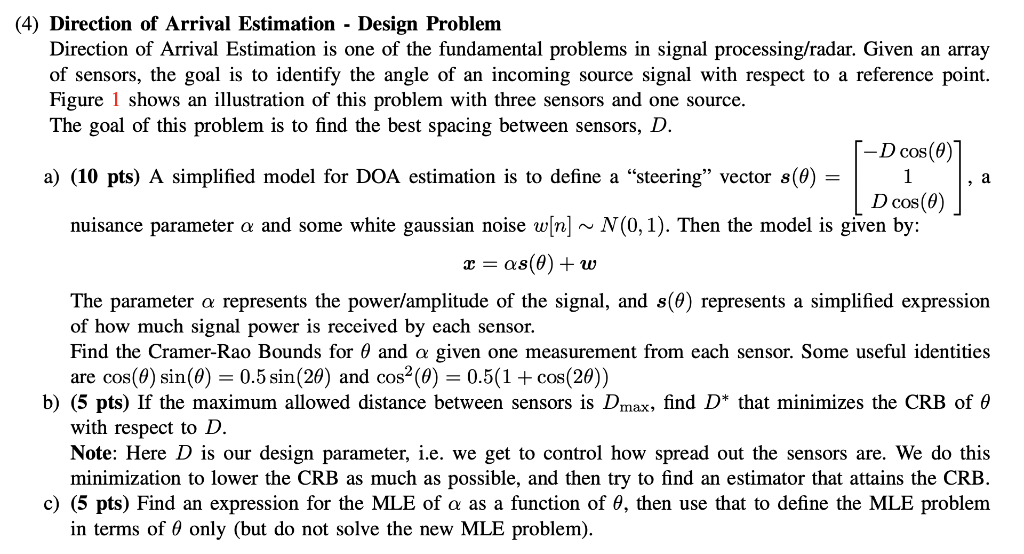 (4) Direction of Arrival Estimation - Design Problem | Chegg.com