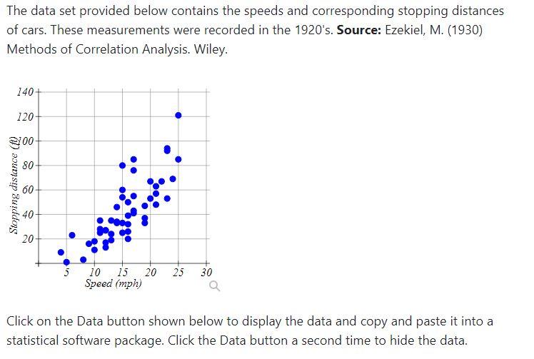 Solved The data set provided below contains the speeds and | Chegg.com