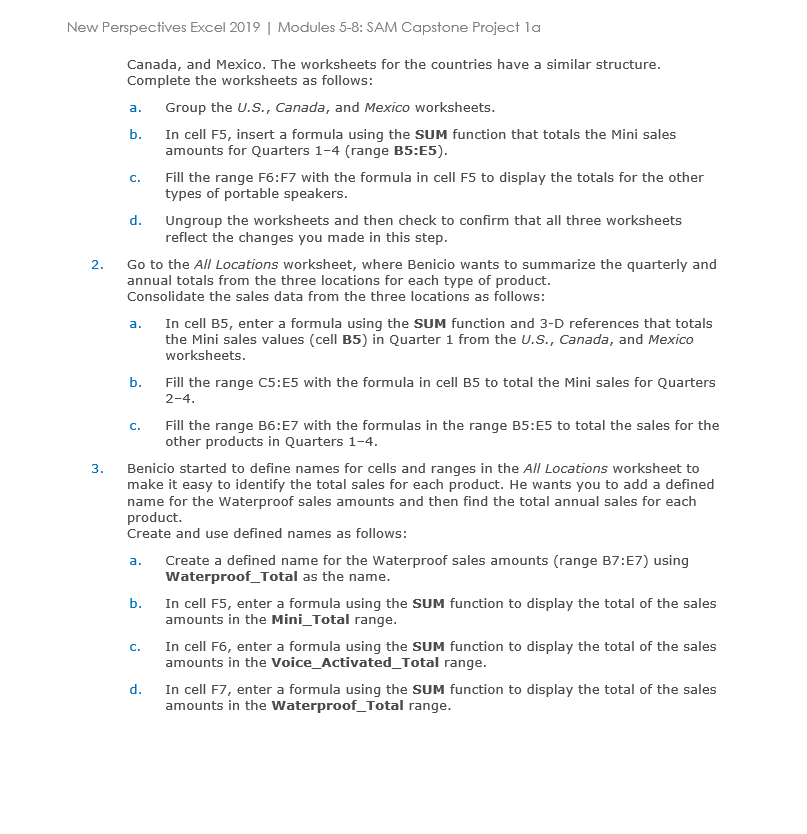 excel 2019 modules 5 8 sam capstone project 1a