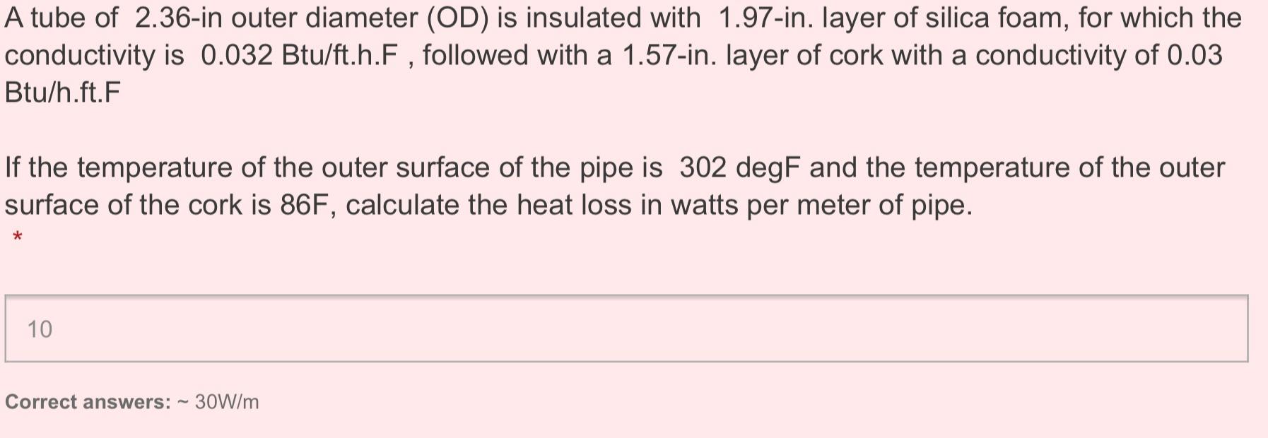Solved A tube of 2.36-in outer diameter (OD) is insulated | Chegg.com