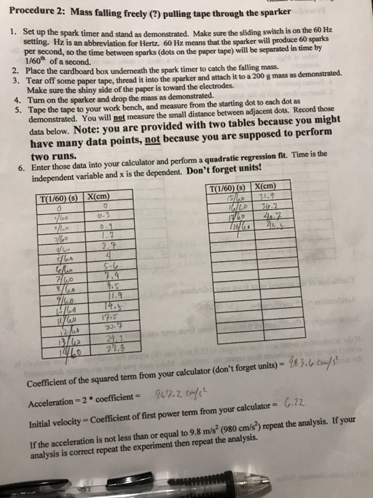Solved Objectives Calculate the acceleration due to gravity | Chegg.com