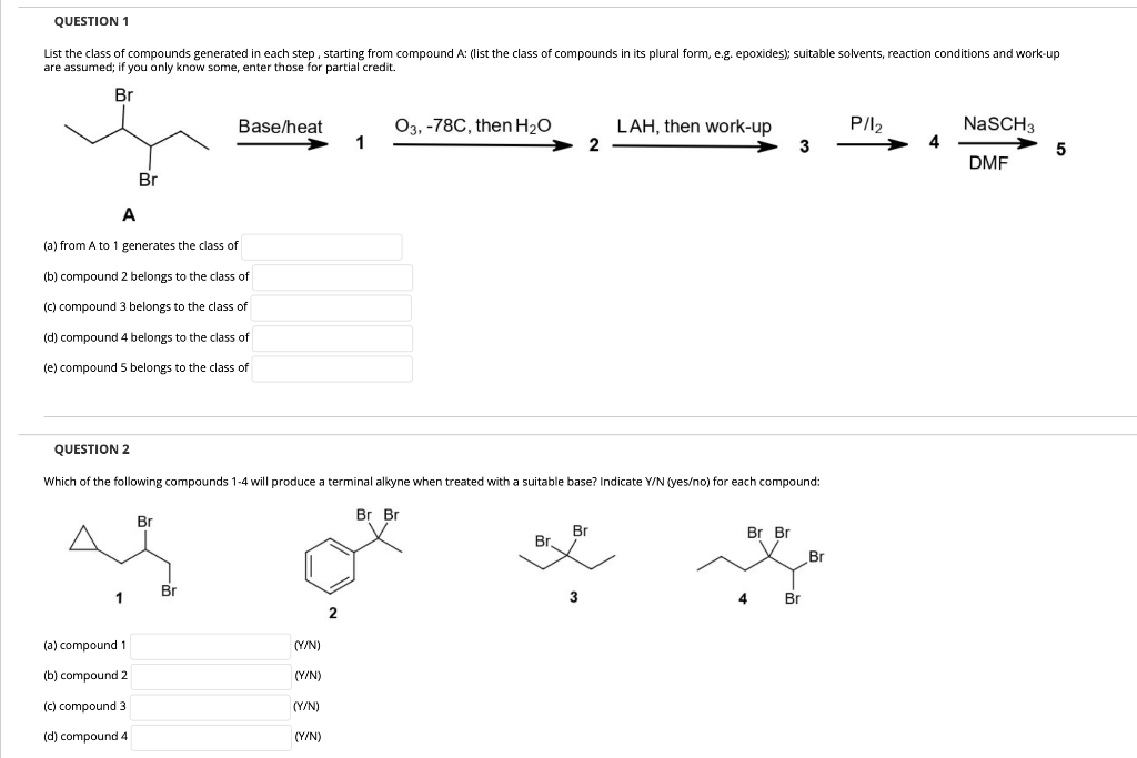 Solved Question 1 List The Class Of Compounds Generated In 8876