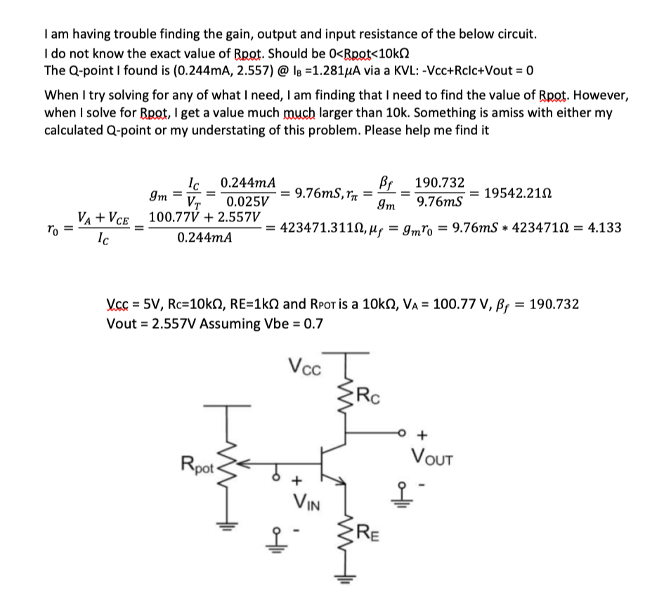 Solved I am having trouble finding the gain, output and | Chegg.com