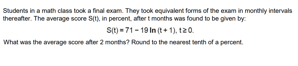 Solved Students in a math class took a final exam. They took | Chegg.com