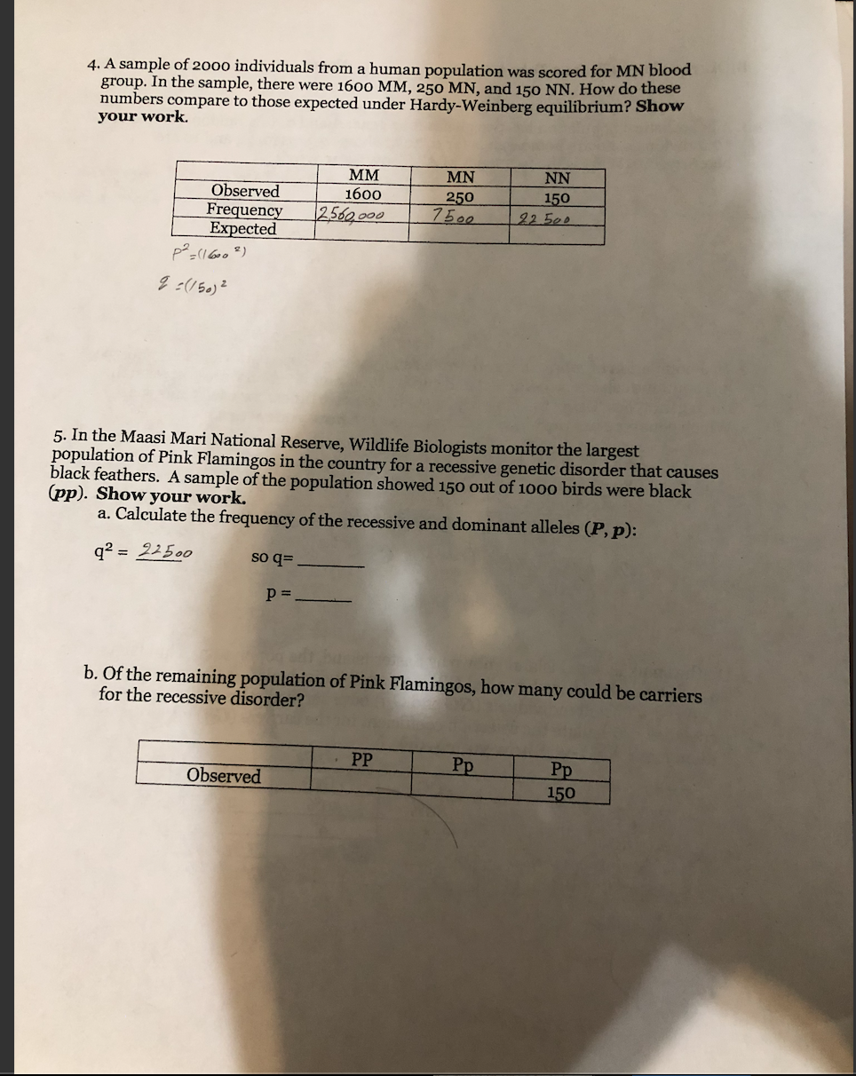 Solved 4. A Sample Of 2000 Individuals From A Human 