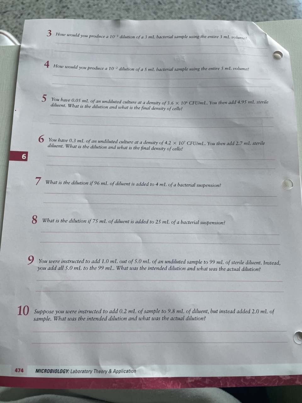 Solved 3 How would you produce a 10−1 dilution of a 3 mL