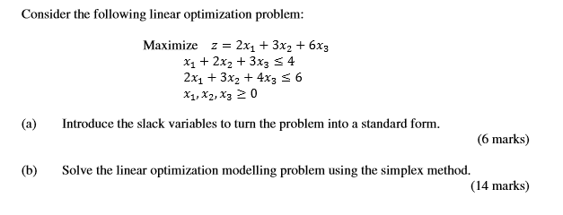 Solved Consider The Following Linear Optimization Problem: | Chegg.com