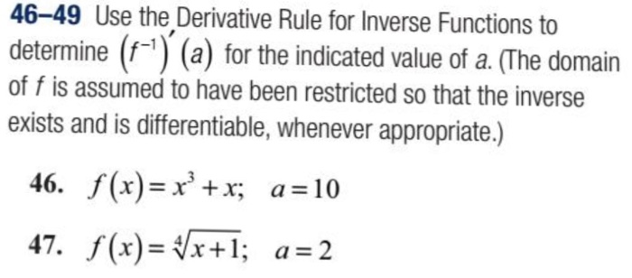 Solved 46-49 Use the Derivative Rule for Inverse Functions | Chegg.com